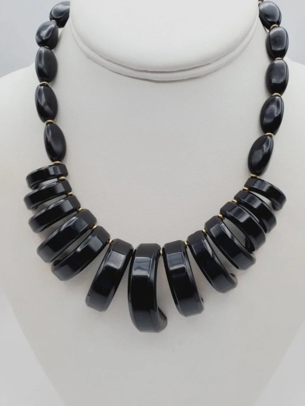 Napier Black Glossy Graduated Bead Necklace